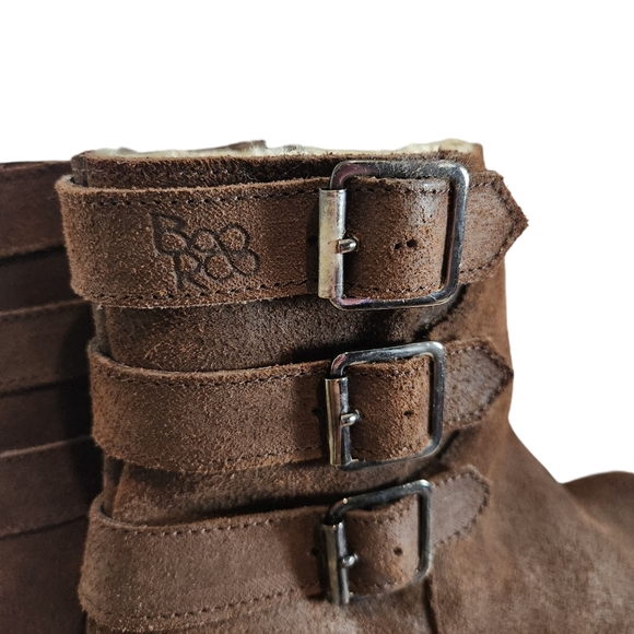 NWT BooRoo Jules suede and wool lined ankle buckle boots dark brown size 9 - Picture 7 of 12